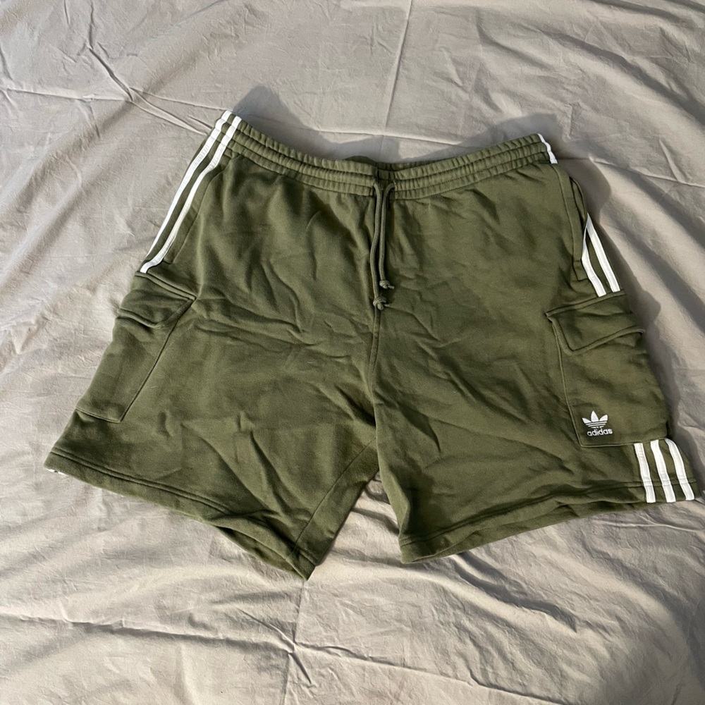 adidas green fleece cargo shorts